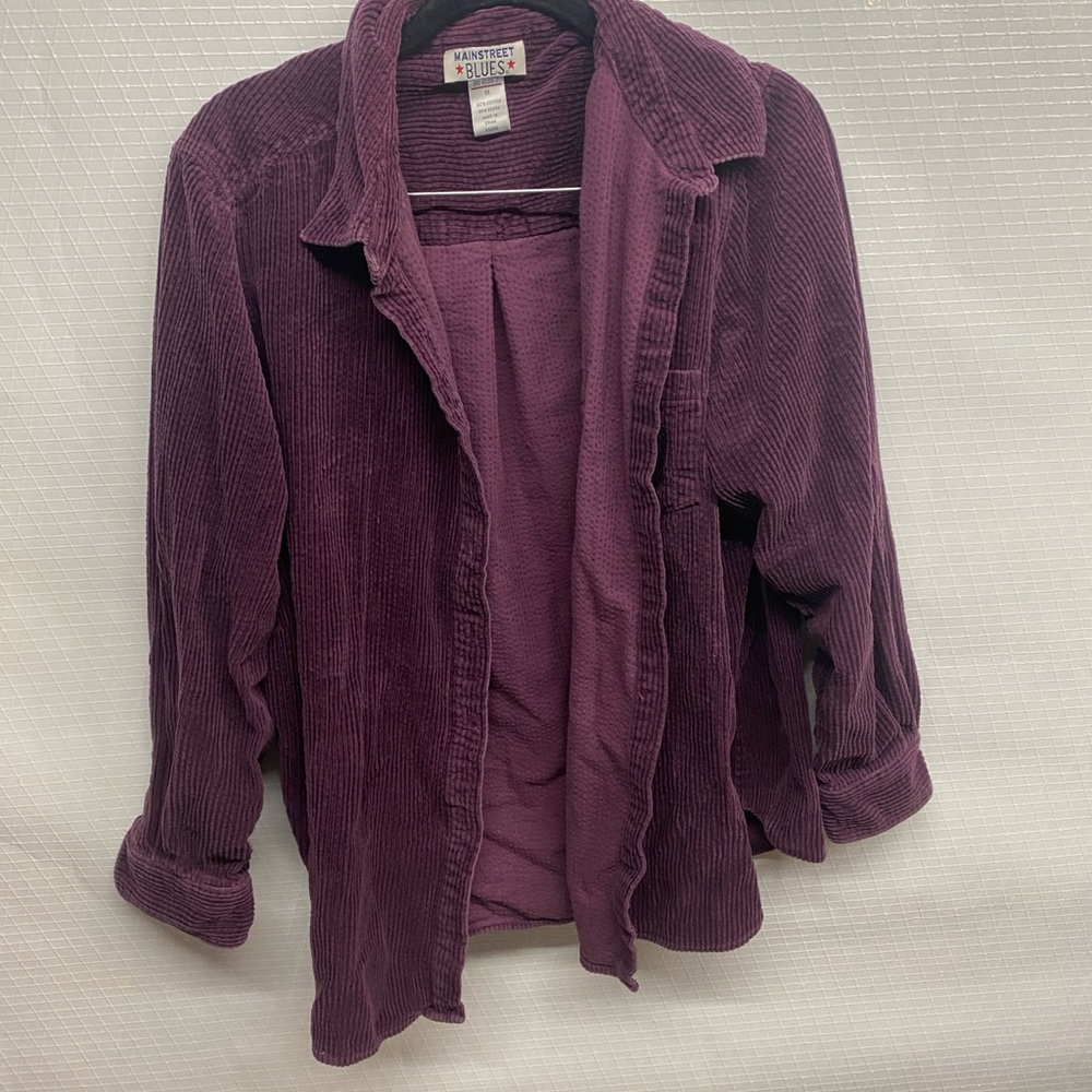 Vintage 1X Plus Purple Corduroy Button-Up Shirt